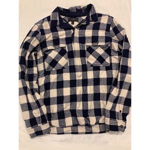 JCrew blue flannel quarter zip pullover